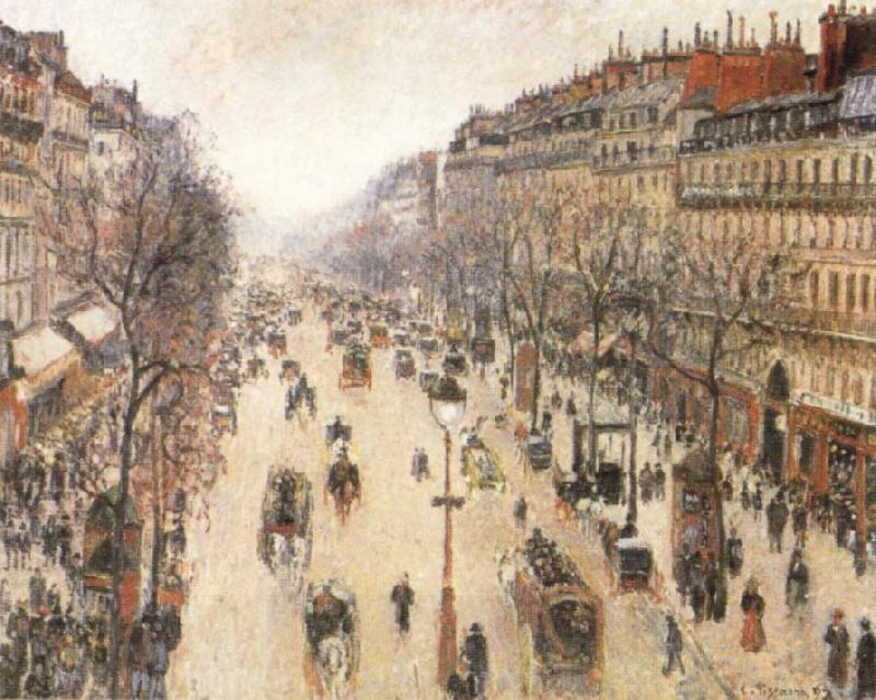 Camille Pissarro The Boulevard Montmartte on a Cloudy Morning China oil painting art